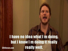  Bearded man (Andy from Parks and Recreation) saying "I have no idea what I'm doing but I'm doing it really well"