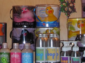 Along with your I Rub my Duckie you can pick up organic bath salts and massage oils from Portland's own Herb Shoppe