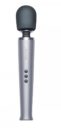 The LeWand in Grey- gun metal grey wand-style massager with a black head and silver trim.