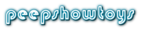 peepshow toys logo- lowercase turquoise and white letters