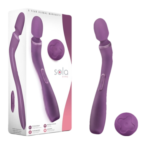 Sola Sync Wireless Remote 10-Function Rechargeable Silicone Wand (TOY, REMOTE, CHARGER, & STORAGE BAG ONLY)